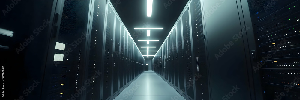 Poster data server center background, digital hosting and network concept -