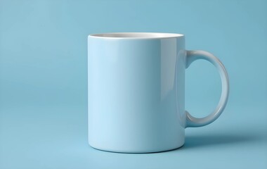 Fototapeta premium Blank Ceramic pastel blue, Mug Mockup for Custom Design, Sky Blue shiny coffee mug mockup, mug mockup, soft blue cup 