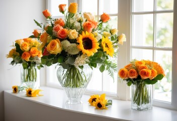 vibrant floral arrangements showcased crisp minimalist backgrounds striking visual contrast, flower, bloom, petal, bud, color, design, decor, composition