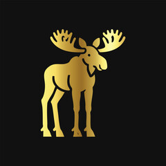 Luxury Moose Icon in Gold Silhouette
