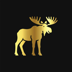 Elegant Gold Moose Silhouette Icon
