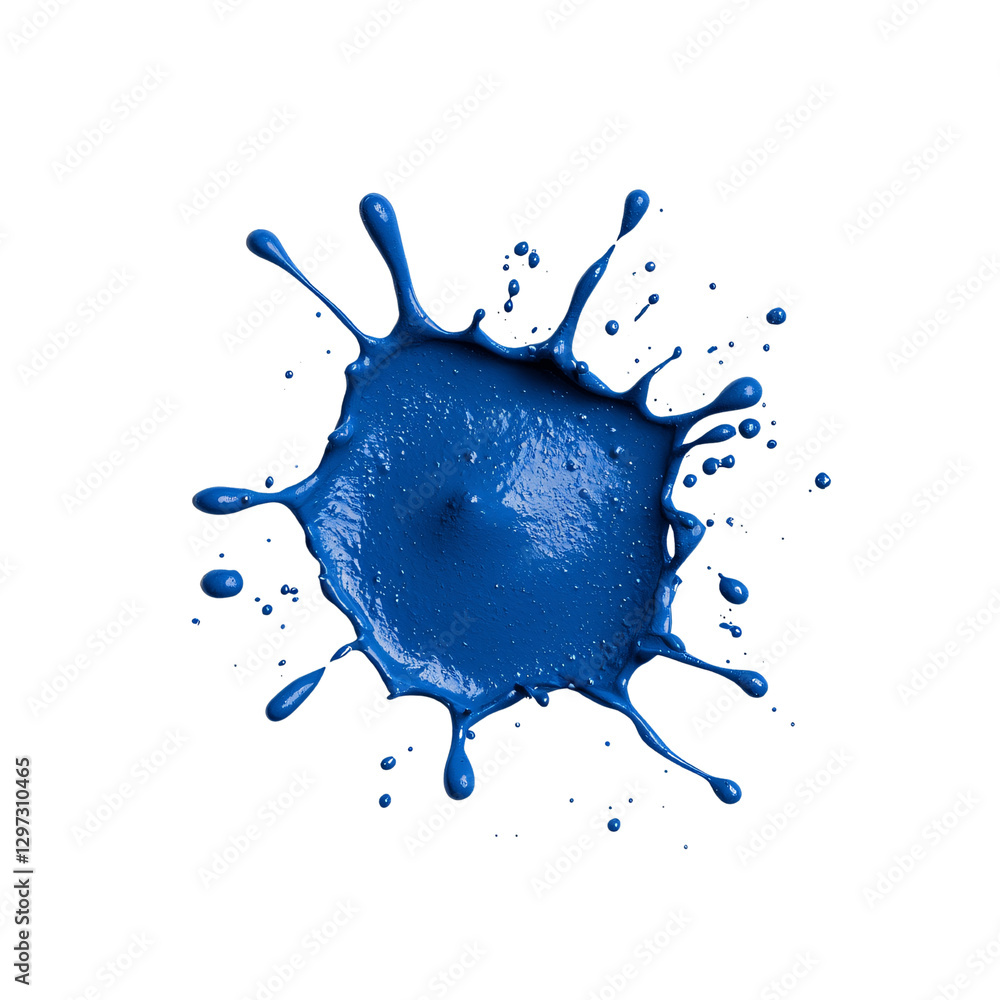 Poster bright blue paint splash on transparency background, creating dynamic and vibrant visual effect. spl