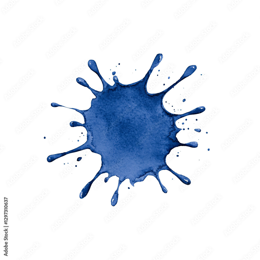 Poster blue paint splash on transparency background, creating vibrant and artistic effect. this captures es