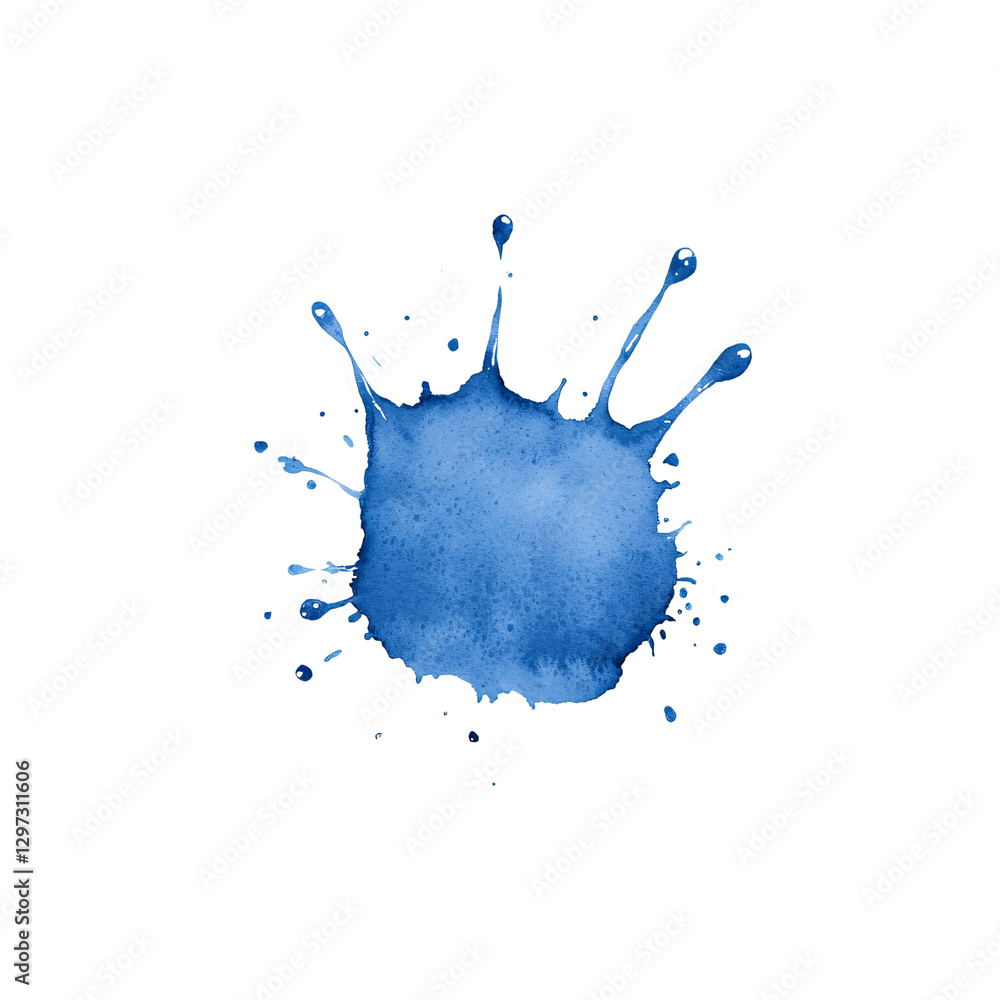 Poster blue paint splash on transparency background, creating vibrant and artistic effect. this captures es