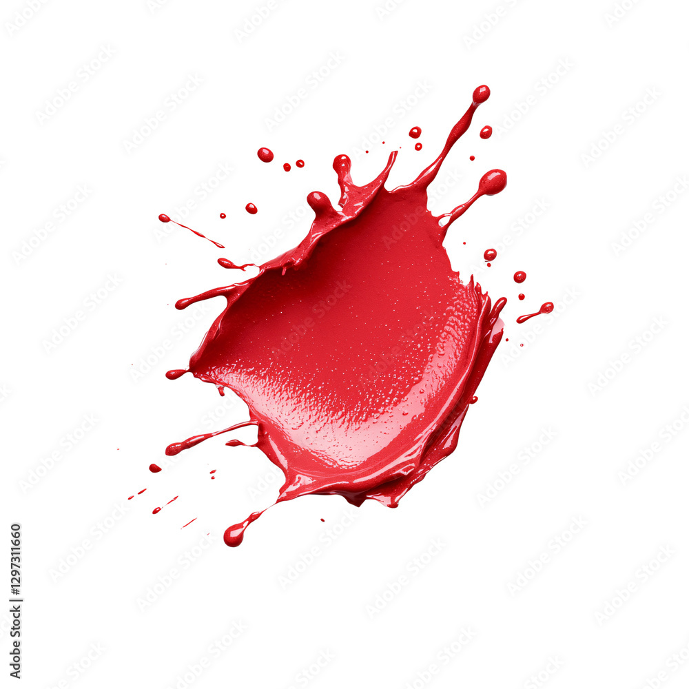 Poster bright red paint splash on transparency background, showcasing vibrant color and dynamic movement. p