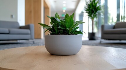 Modern Office Plant on Wooden Coffee Table