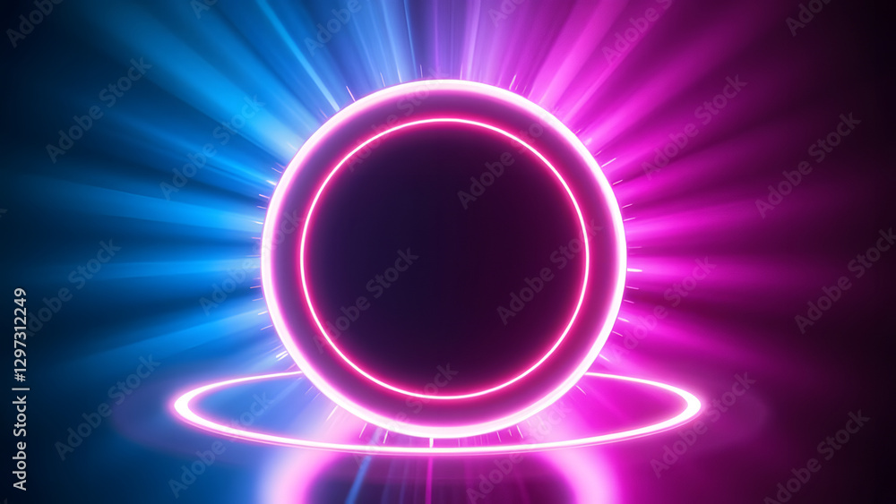 Poster glowing red power button icon on black background representing digital technology and internet conce