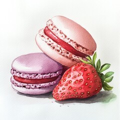 Delicious Macarons and Strawberries