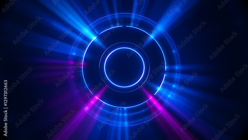 Poster glowing red power button icon on black background representing digital technology and internet conce