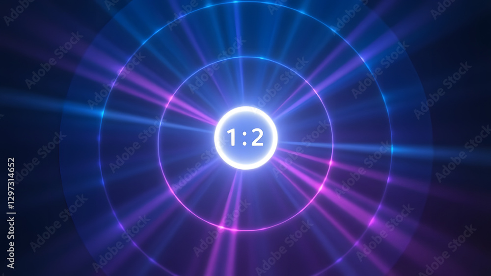 Poster glowing red power button icon on black background representing digital technology and internet conce