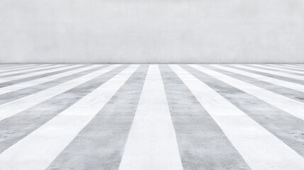 Fototapeta premium Empty Gray Concrete Floor with White Stripes. Possible use Interior design background
