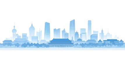 Obraz premium Beijing Skyline Silhouette, Daytime, Cityscape, Background Use