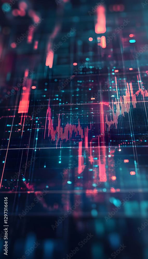 Aufkleber generative ai stock market chart lines on a technology abstract background -