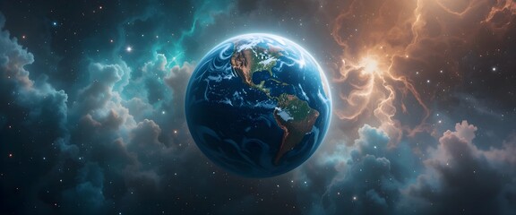 Obraz premium universe, outer space, planet, stars, celestial, galaxy, cosmos, deep space, cosmic beauty, orbit, astronomy, astrophotography, nebula