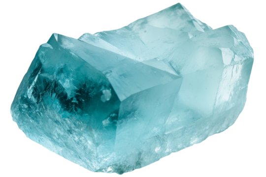 Natural aquamarine crystal isolated, AI generated  .