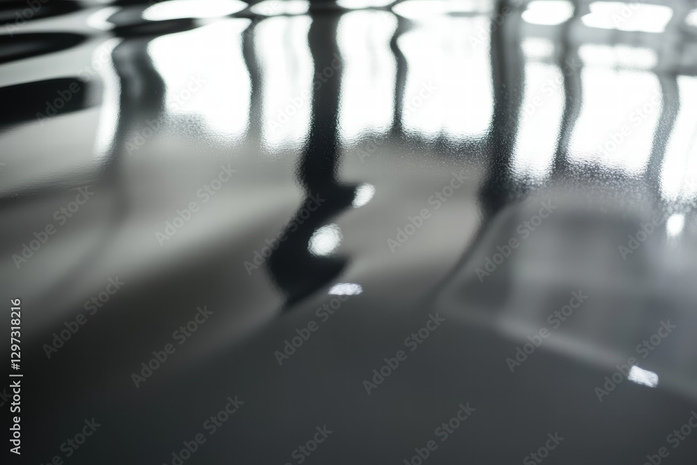 Poster glossy surface with reflections creating an abstract visual in cool tones