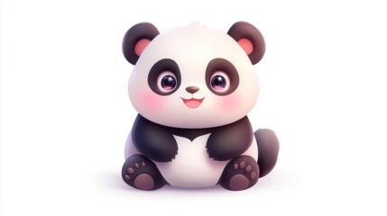 Naklejka premium Sweet Panda with Glowing Heart and Sparkling Eyes on Isolated White Background. Generative AI