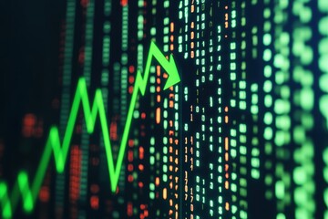 Obraz premium Graphic layouts for green advertising showing upward trends in data analytics