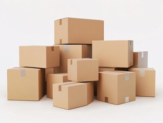 Stack of cardboard boxes. Shipping, moving, storage, delivery service.