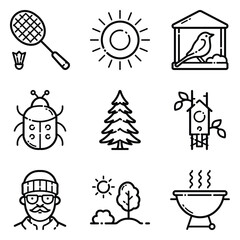 Park Flat Icon Set Isolated On White Background