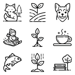 Park Flat Icon Set Isolated On White Background