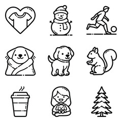 Park Flat Icon Set Isolated On White Background