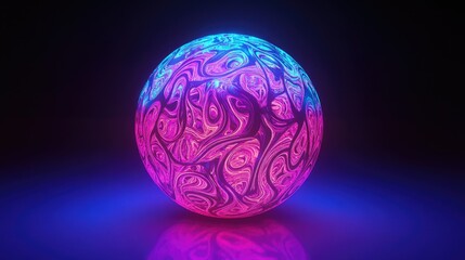 Artistic Sphere with Pink and Blue Designs