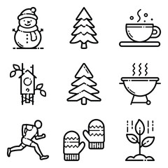 Park Flat Icon Set Isolated On White Background