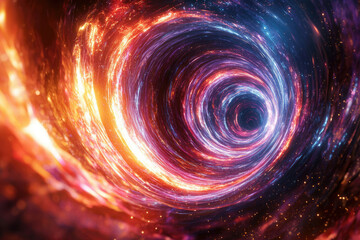 Obraz premium A mesmerizing cosmic swirl, a vibrant vortex of swirling energy and light, possibly depicting a black hole or wormhole.