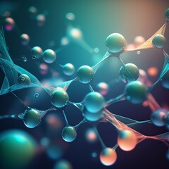 close up of molecular structure cells background, health and science concept