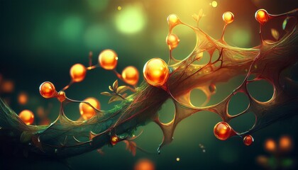 close up of molecular structure cells background, health and science concept