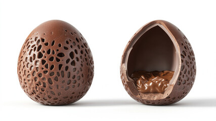 Chocolate Egg with Crisscross Pattern and Caramel Nut Filling