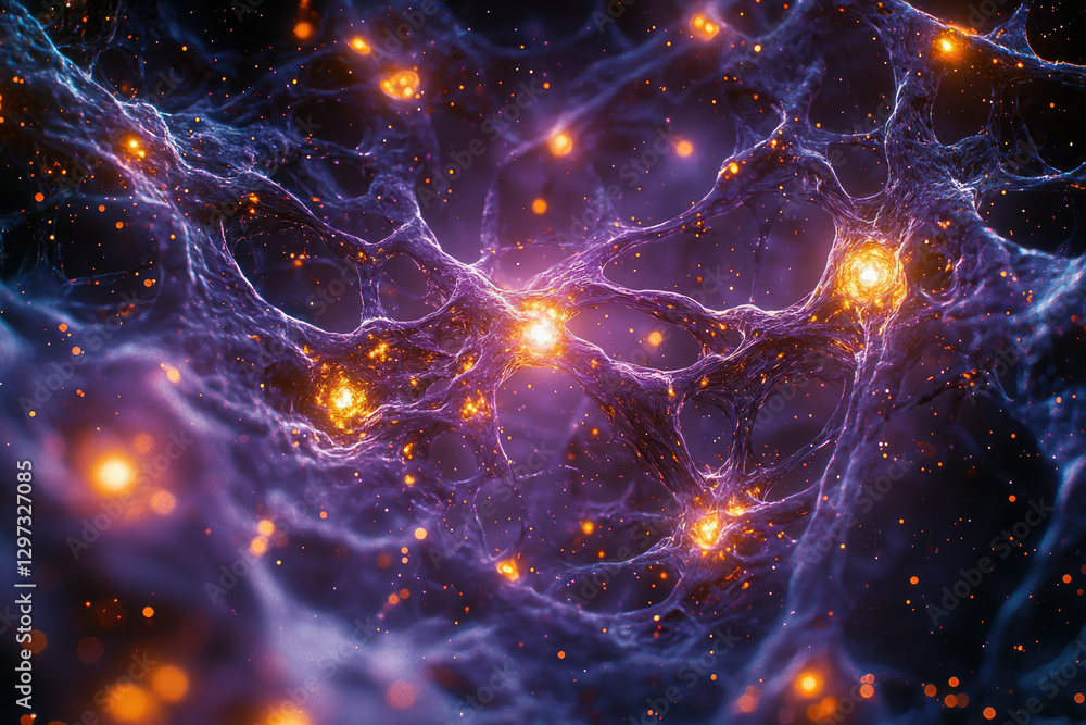 Fototapete abstract representation of a neural network, showcasing interconnected nodes and glowing synapses.