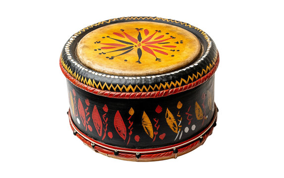 Bengali Festival Drum Adorned with Patterns for Pohela Boishakh Traditions Isolated on transparent background.