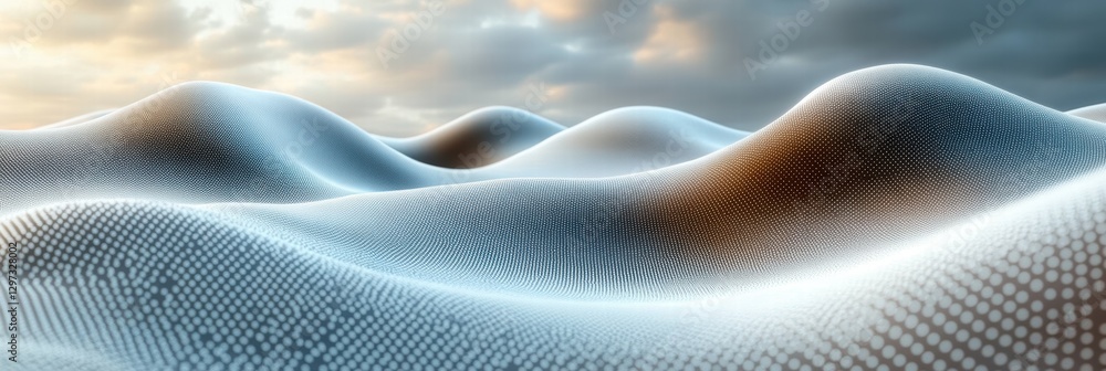 Poster minimalist abstract landscape with dotted textures and a serene color gradient in the background