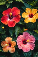 Vivid Hawaiian Hibiscus Flowers