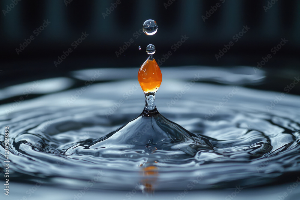 Aufkleber a droplet of water impacting a water surface, creating concentric ripples and a crown splash.