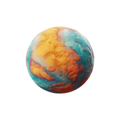 3D Colorful Planet on Transparent Background