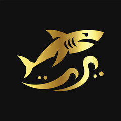 Luxurious Gold Shark Logo Design
