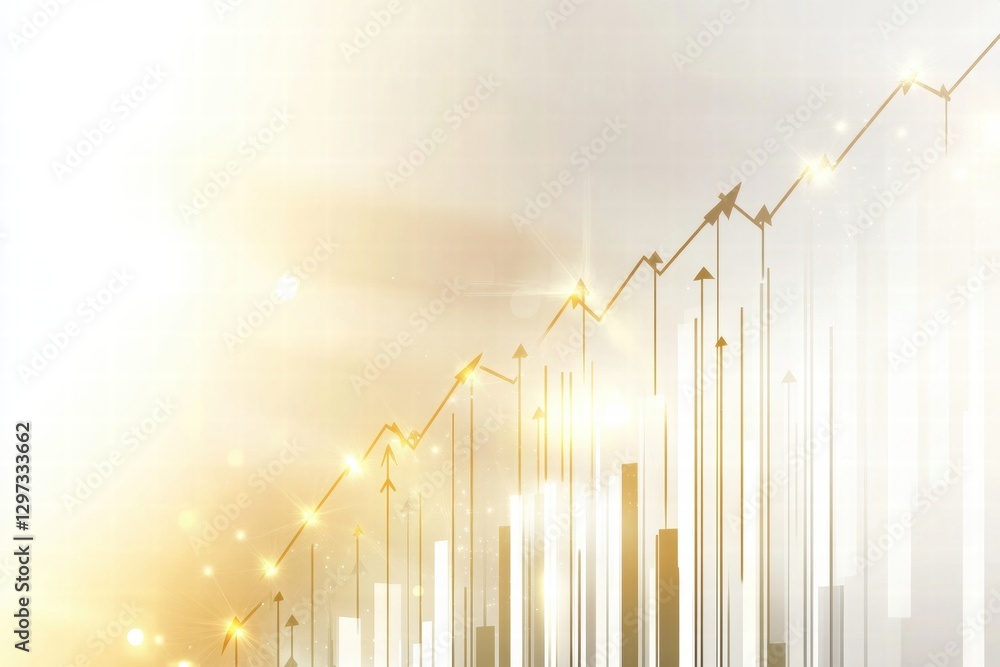 Poster financial growth graph shows increasing trends and positive projections in a bright and optimistic a