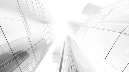 Obraz premium Abstract Modern Architecture, Cityscape View, Low Angle. Possible use Architectural design inspiration