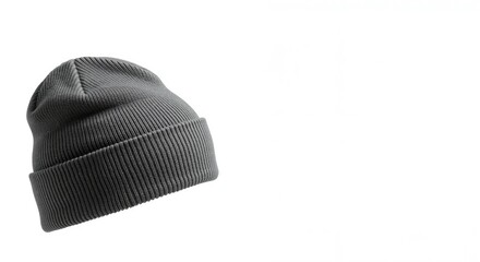 Beanie Mock-up in grey color with ribbed texture showcasing a casual style against a plain white background