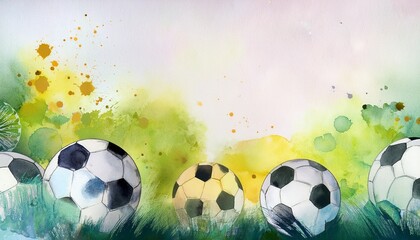 "Watercolor Soccer-Themed Background with Copy Space – Artistic Sports Backdrop"