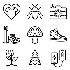 Park Flat Icon Set Isolated On White Background