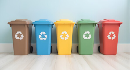 Colorful Recycling Bins for Waste Sorting