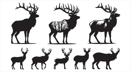 elk standingBugling elk silhouette vector, simple elk vector, bull elk silhouette, elk logo vector,  elk antler silhouette