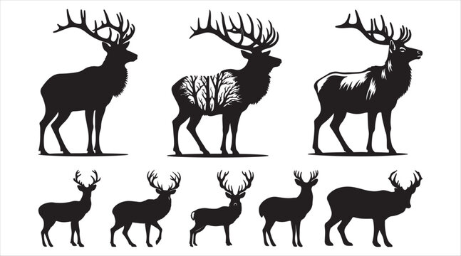 elk standingBugling elk silhouette vector, simple elk vector, bull elk silhouette, elk logo vector,  elk antler silhouette