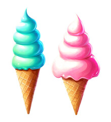 Multicolored ice cream on a transparent background, PNG image without background, for graphic design
