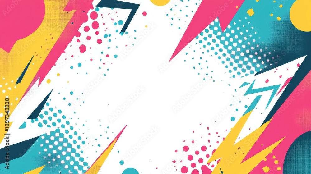 Poster Dynamic abstract design featuring vibrant colors and geometric shapes enhancing a creative atmosphere. Generative AI