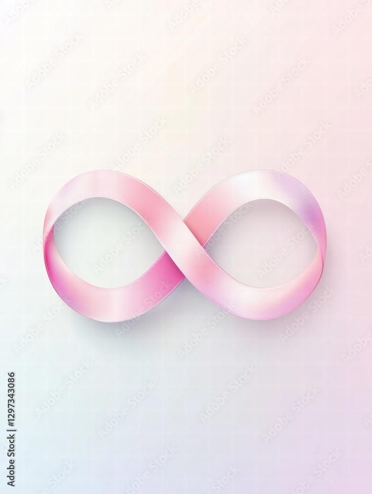 Leinwandbilder symbol of infinite possibilities created with a pink gradient ribbon on a soft background in an arti